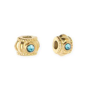 Roestvrij stalen (RVS) Stainless steel kralen spacer met strass 6mm Gold-blue