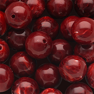 14 mm acryl kralen rond Burgundy red-white marble