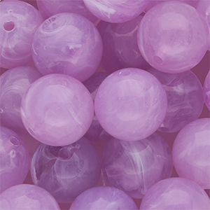 14 mm acryl kralen rond Lilac-white marble