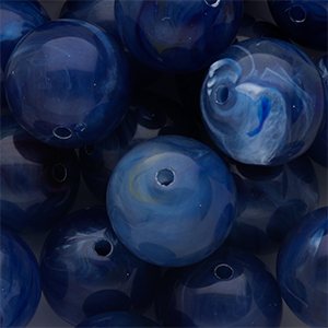 18 mm acryl kralen rond Dark blue-multicolour-white marble