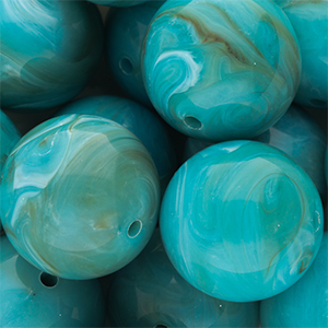 24 mm acryl kralen rond Turquoise blue-brown-white marble