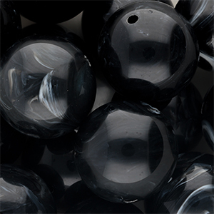 24 mm acryl kralen rond Black-white marble