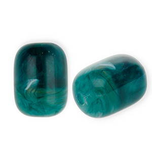 Acryl kralen tube Teal green-multicolour-white marble