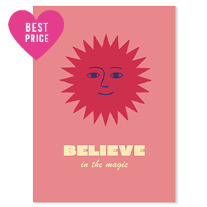 BY31&reg; Sieraden kaartjes "Believe in the magic" Red-coral pink-yellow-blue