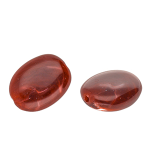 Acryl kralen ovaal Red-white marble