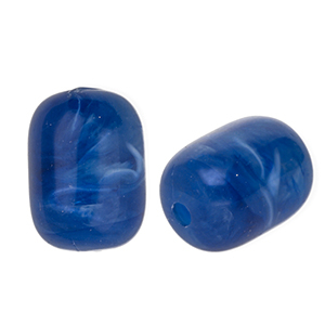 Acryl kralen tube Dark blue-multicolour-white marble
