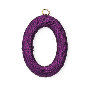 Acryl hanger met macram&eacute; draad ovaal Purple metallic-gold
