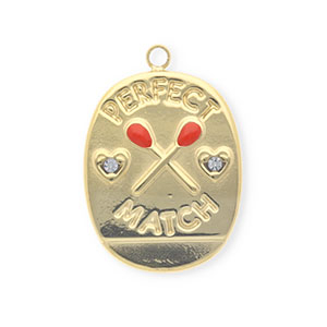 Roestvrij stalen (RVS) Stainless steel bedels ovaal "perfect match" Gold-red