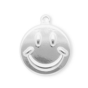 Roestvrij stalen (RVS) Stainless steel bedels smiley Silver