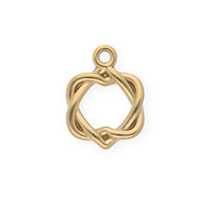 Roestvrij stalen (RVS) Stainless steel bedels twisted hearts Gold