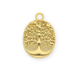 Roestvrij stalen (RVS) Stainless steel bedels levensboom Gold