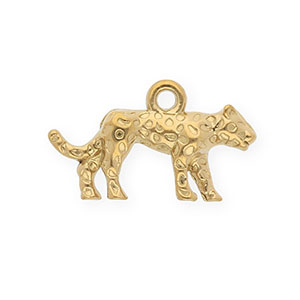 Roestvrij stalen (RVS) Stainless steel bedels luipaard Gold