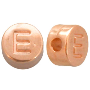 DQ metalen letterkraal E Ros&eacute; goud (nikkelvrij)