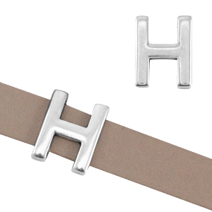 DQ metaal letter schuiver "H" &Oslash;10.3x2.3mm Antiek zilver (nikkelvrij)