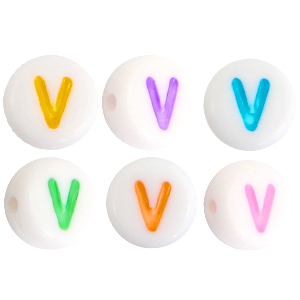 Letterkralen van acryl letter V Multicolor-Wit
