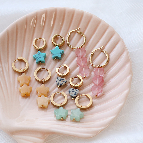 Ontwerp trendy oorbellen met de hart en ster natuursteen kralen 