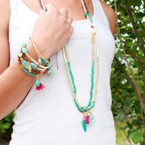 Ketting en armbanden set in de echte Bohemian Beach style!