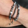 Mannen sieraden met skulls en kralen van hematite en natuursteen