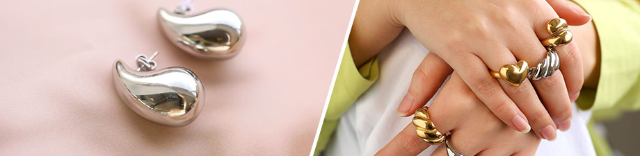 Nieuwe collectie roestvrij stalen oorbellen en ringen