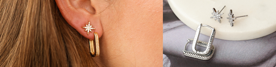 NEW! Stijlvolle brass TQ metaal oorbellen met zirkonia