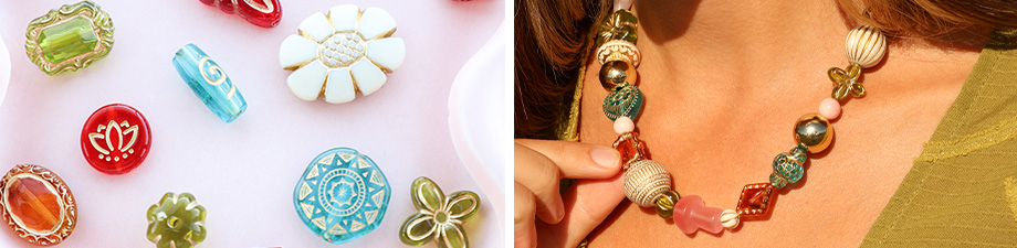 Nieuwe serie acryl kralen met goudkleurige details